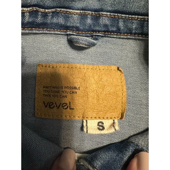 veveL Jean Jacket Women's Size Small Blue Denim Medium Wash Cropped - Picture 3 of 5